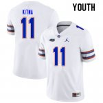 Youth Florida Gators #11 Jalen Kitna NCAA Nike White Authentic Stitched College Football Jersey BZD3462WX